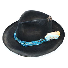 Load image into Gallery viewer, Carlisle Hats Fitzroy distressed fedora with a worn leather look and wide brim, size 55cm, stylish men's fashion accessory.