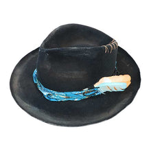 Load image into Gallery viewer, Carlisle Hats Fitzroy distressed fedora with a worn, vintage look, featuring a wide brim and classic design in a natural color.