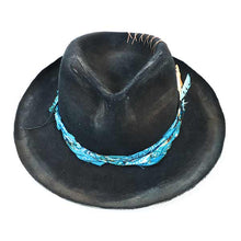Load image into Gallery viewer, Carlisle Hats Fitzroy distressed fedora in 55cm with a worn, rugged look, featuring a wide brim and classic fedora style.