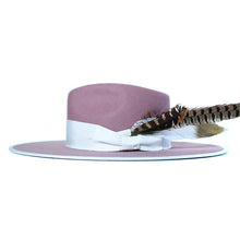 Load image into Gallery viewer, Dusty pink fedora hat by Carlisle Hats featuring a stylish brim and classic design, size 55cm.