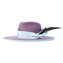 Load image into Gallery viewer, Dusty pink fedora hat by Carlisle Hats with a stylish brim and classic design, size 55cm.