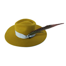 Load image into Gallery viewer, Carlisle Hats Flemington wide brim fedora in vibrant chartreuse, showing the stylish hat with a broad brim for sun protection.