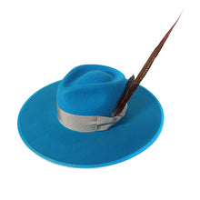 Load image into Gallery viewer, Turquoise Carlisle Hats Flemington wide brim fedora hat with a stylish natural woven band and a broad brim for sun protection.