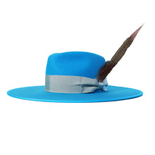 Load image into Gallery viewer, Turquoise Carlisle Hats Flemington wide brim fedora hat with a stylish, structured design and a comfortable fit.