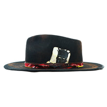 Load image into Gallery viewer, Black Carlisle Hats JMB Camden fedora with a wide brim and classic design, shown on a mannequin head.