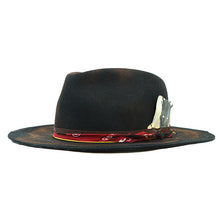 Load image into Gallery viewer, Black Carlisle Hats JMB Camden Fedora with a classic wide brim and stylish design, size 55cm, on a plain background.