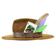 Load image into Gallery viewer, Carlisle Hats Two Tone Earth Fedora with wide brim and classic design, natural and brown color combination, 55cm size.