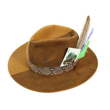 Load image into Gallery viewer, Two-tone earth-colored fedora hat by Carlisle Hats, stylish and classic fedora design with a wide brim and adjustable band.