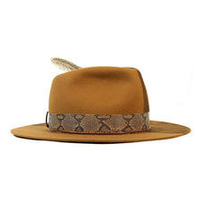 Load image into Gallery viewer, Two-tone earth-colored fedora hat by Carlisle Hats, featuring a classic fedora design with a contrasting band.