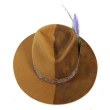 Load image into Gallery viewer, Two-tone Earth Fedora hat by Carlisle Hats, featuring a stylish wide brim and classic fedora design in natural tones.