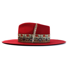 Load image into Gallery viewer, Carlisle Hats Camden Fedora in red tapestry fabric, stylish wide-brim fedora with a classic design and textured pattern.