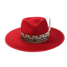 Load image into Gallery viewer, Carlisle Hats Camden Fedora in MM Red Tapestry with wide brim and woven design, stylish accessory for versatile fashion.