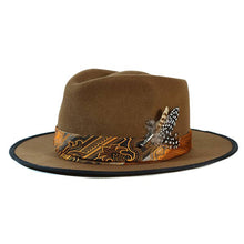 Load image into Gallery viewer, Carlisle Hats Camden Street X Fedora whiskey-colored felt hat with a wide brim and stylish band, perfect for casual or formal wear.
