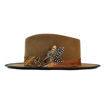 Load image into Gallery viewer, Carlisle Hats Camden Street X Fedora Whiskey C, stylish men's fedora hat with a classic design and whiskey-colored felt material.