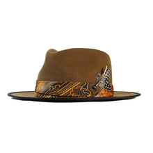 Load image into Gallery viewer, Carlisle Hats Camden Street X Fedora Whiskey C, stylish men's fedora hat in classic whiskey color with a fedora design and wide brim.