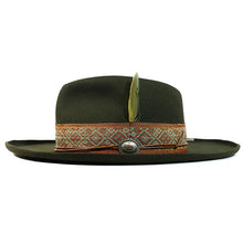 Load image into Gallery viewer, Green Northside Fedora hat by Carlisle Hats featuring a classic fedora style with a wide brim and a stylish appearance.