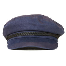 Load image into Gallery viewer, Black cotton fisherman cap by Carlisle Hats, small size 55-56cm, with a classic skipper style and durable fabric.