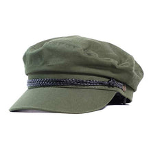 Load image into Gallery viewer, Small green Carlisle Hats fisherman cap with a classic skipper style, featuring a structured brim and nautical-inspired design.