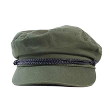 Load image into Gallery viewer, Green Carlisle Hats fisherman cap with a small brim and adjustable strap, designed for a classic skipper style.