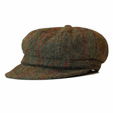 Load image into Gallery viewer, Carlisle Hats Harris Tweed Baker Boy Cap with plaid pattern and rounded crown, classic men's headwear made from textured tweed fabric.