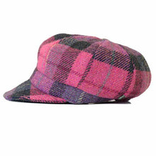 Load image into Gallery viewer, Carlisle Hats Harris Tweed Baker Boy Cap with plaid pattern, featuring a rounded crown and short brim, stylish and classic headwear.