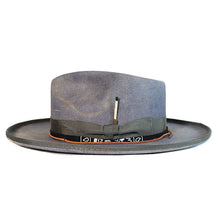 Load image into Gallery viewer, Carlisle Hats Camden Street Fedora in burnt steel with pencil curl, stylish hat featuring a classic fedora design.