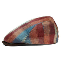 Load image into Gallery viewer, Carlisle Hats Italian Ivy Cap in silk Bordeaux check with a classic flat design and checkered pattern, perfect for stylish headwear.