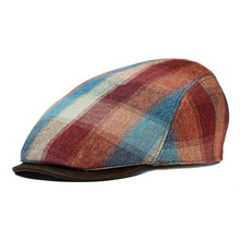 Load image into Gallery viewer, Italian Ivy Cap by Carlisle Hats, Bordeaux checkered silk flat cap with classic ivy style and comfortable fit.