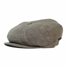 Load image into Gallery viewer, Beige Mont Real Linen Newsboy Cap by Carlisle Hats featuring a classic rounded brim and breathable linen fabric.