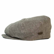 Load image into Gallery viewer, Beige Mont Real linen newsboy cap by Carlisle Hats featuring a classic, rounded brim and textured fabric for stylish comfort.