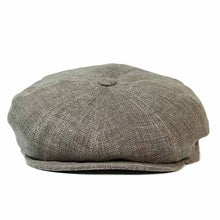 Load image into Gallery viewer, Beige Mont Real linen newsboy cap by Carlisle Hats, featuring a classic rounded crown and short brim.