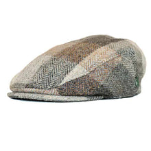Load image into Gallery viewer, Carlisle Hats Harris Tweed flat cap with colorful patchwork design, classic men's headwear made from textured Harris Tweed fabric.