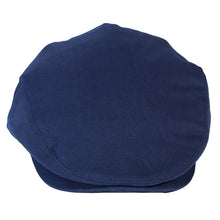 Load image into Gallery viewer, Carlisle Hats Ivy Flat Cap in blue cotton drill, classic newsboy style with a rounded crown and short brim, perfect for casual wear.