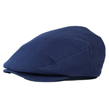 Load image into Gallery viewer, Blue cotton drill Ivy flat cap by Carlisle Hats, a classic newsboy style with a rounded crown and brim.