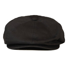 Load image into Gallery viewer, Black cotton drill newsboy cap by Carlisle Hats, featuring a classic round brim and vintage-inspired design.