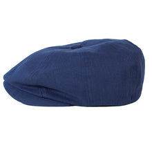 Load image into Gallery viewer, Blue cotton drill newsboy cap by Carlisle Hats, featuring a classic round brim and vintage style.