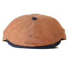 Load image into Gallery viewer, Harry Linen Italian-made 8-panel driving cap by Carlisle Hats, garnet-colored newsboy style with a classic rounded brim.