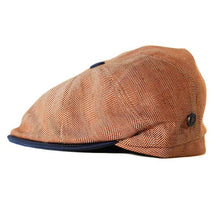 Load image into Gallery viewer, Carlisle Hats Harry Linen Italian-made 8-panel newsboy driving cap in garnet with small 56cm size and classic style.