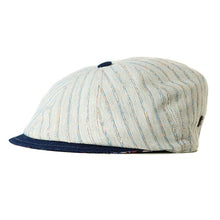 Load image into Gallery viewer, Lloyd Ivory Stripe Summer Italian Linen Newsboy Cap by Carlisle Hats, lightweight and stylish with classic newsboy design.