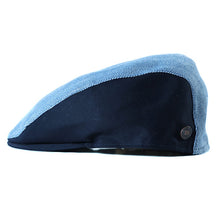 Load image into Gallery viewer, Italian-made Liam linen herringbone newsboy cap by Carlisle Hats, yellow summer flat cap with classic herringbone pattern.