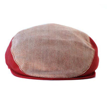 Load image into Gallery viewer, Italian-made Liam linen herringbone flat cap by Carlisle Hats, yellow newsboy cap with a classic summer style and small 56cm size.