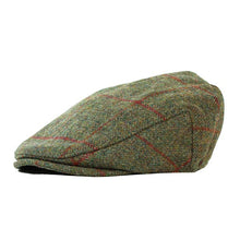 Load image into Gallery viewer, Carlisle Hats Ivy Cap in Shetland wool tweed with olive brown and red check pattern, featuring a classic, stylish design.