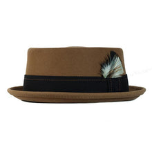 Load image into Gallery viewer, Blue Carlisle Hats pork pie made from cashmere felt, featuring a classic small brim and stylish design.
