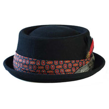 Load image into Gallery viewer, Blue Two Face Pork Pie hat by Carlisle Hats, small 55cm size, featuring classic pork pie style and distinctive two-tone design.