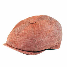 Load image into Gallery viewer, Italian made linen newsboy cap by Carlisle Hats, showing a classic vintage-style cap with a rounded crown and short brim.