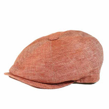Load image into Gallery viewer, Italian made linen newsboy cap by Carlisle Hats, stylish men's hat with a classic rounded crown and short brim.