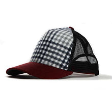 Load image into Gallery viewer, Check Burgundy Australian Made Trucker Cap