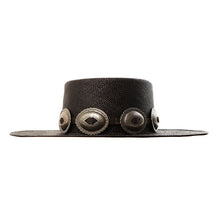 Load image into Gallery viewer, SRV Black Panama Straw - Leather Conchos