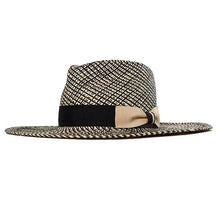 Load image into Gallery viewer, Camden Panama Straw Black/Natural Wide Brim