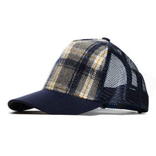 Load image into Gallery viewer, Flannel Check Gold Blue Australian Made Trucker Cap